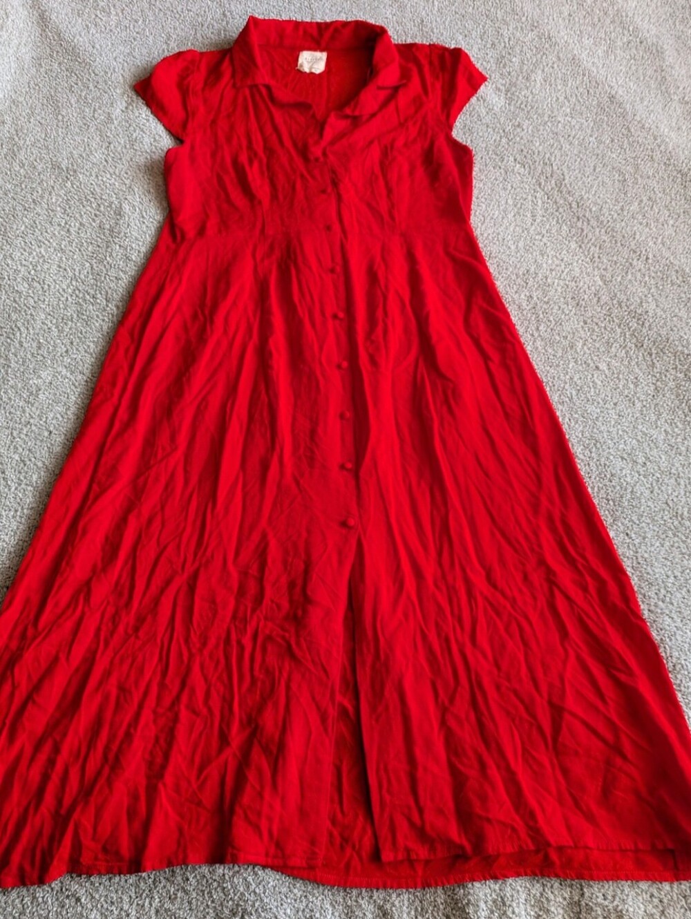 🌼B2G1🌼 Harper Heritage Cherry Red Button-Front Midi Dress